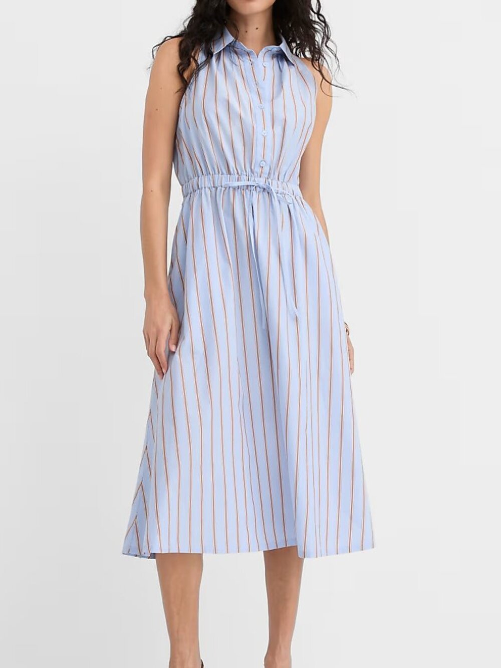 NWT Loft Blue and Brown Striped Maxi Dress